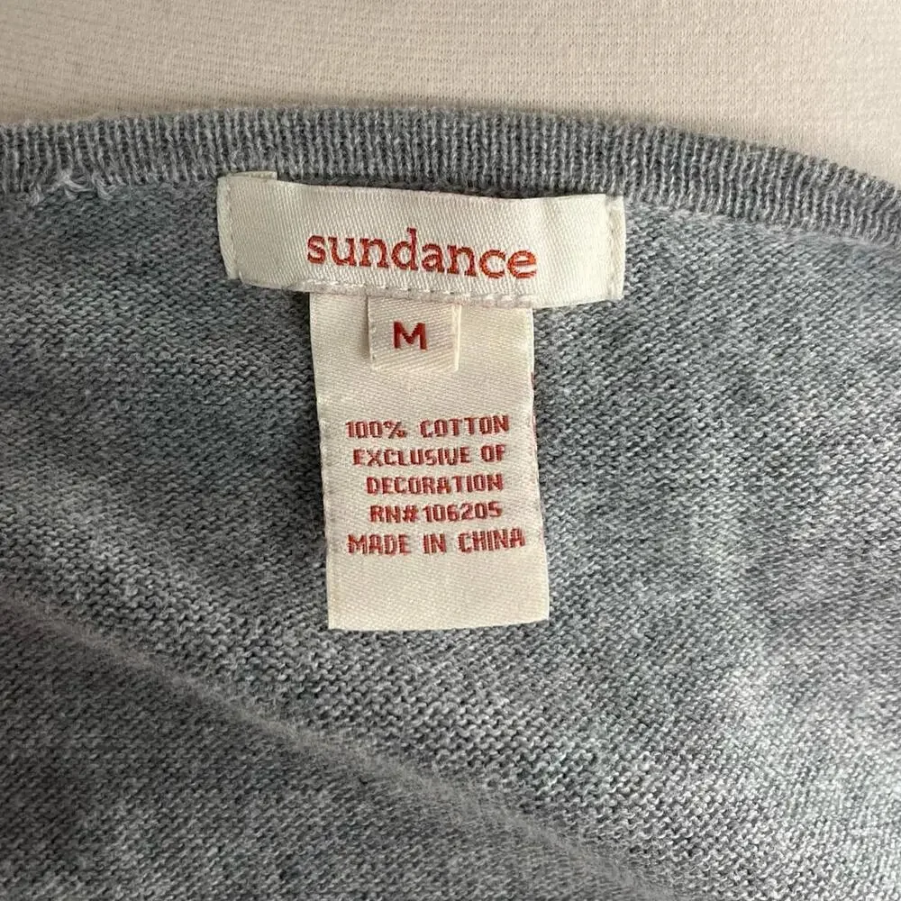 SUNDANCE‎ | Gray Beaded Embroidered Button Up Boho Cotton Cardigan | Women's M